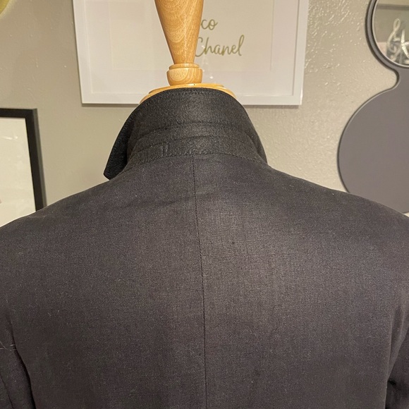 H&M Black Linen Notched Collar Blazer 44R - Picture 9 of 12